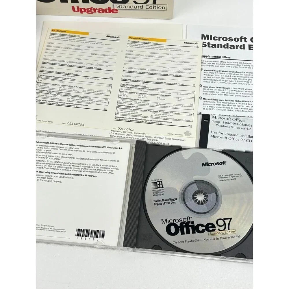 Vintage Microsoft Office 97 Upgrade Standard Big Box Version New Open Box EK2207
